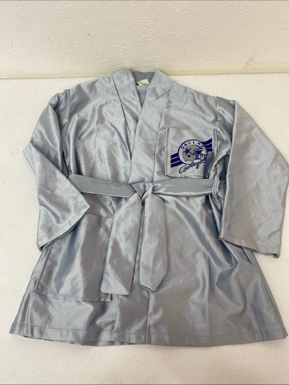 NFL Light Gray Satin Robe with Chest Tag